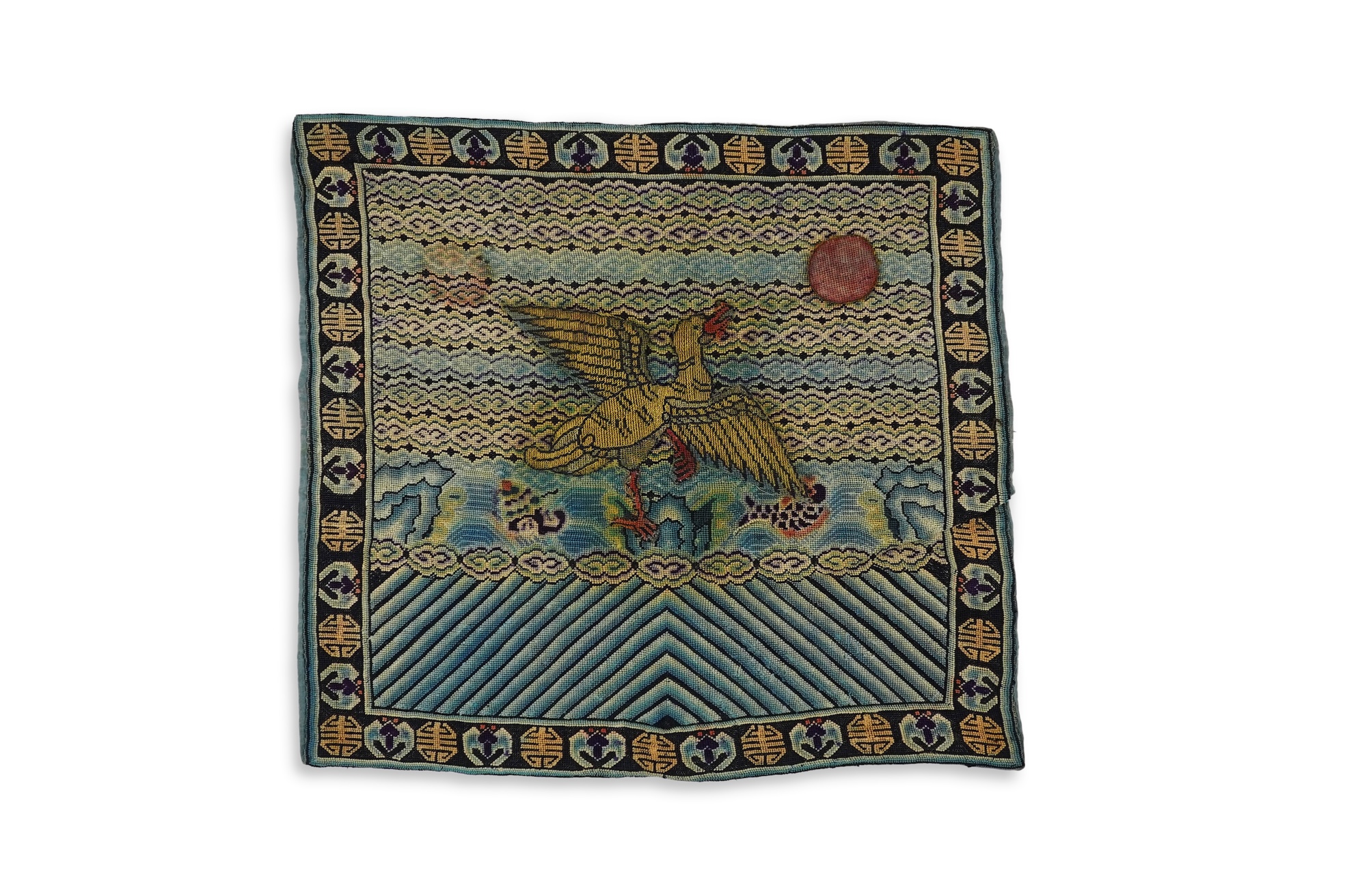 A Chinese needlepoint rank badge, 19th century